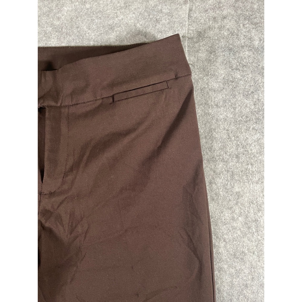 Womens Chocolate Brown Straight Leg Dress Pants Double Snap Button Trousers - Picture 3 of 13